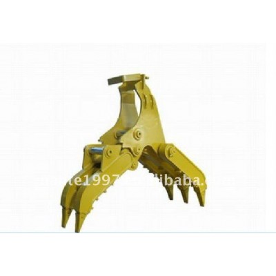 PC200 excavator mechanical grapple with 3 teeth